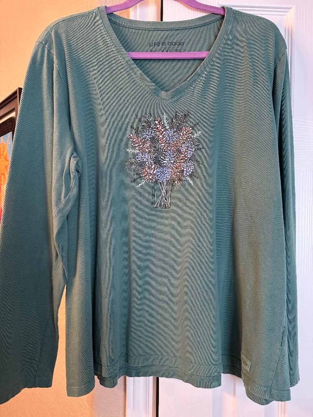 Life is Good Women's V-Neck Crusher Long-Sleeved Tee XXL